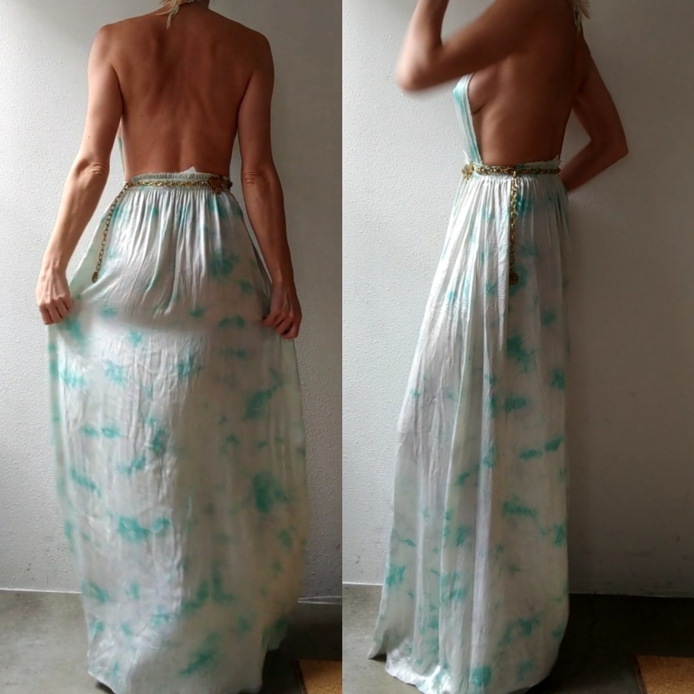 LoveShackFancy silk LOVE tye dye maxi dress xs - Picture 4 of 6